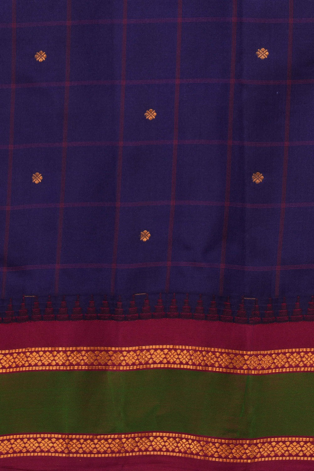 Image of Gadwal Silk Violet Kattam Saree